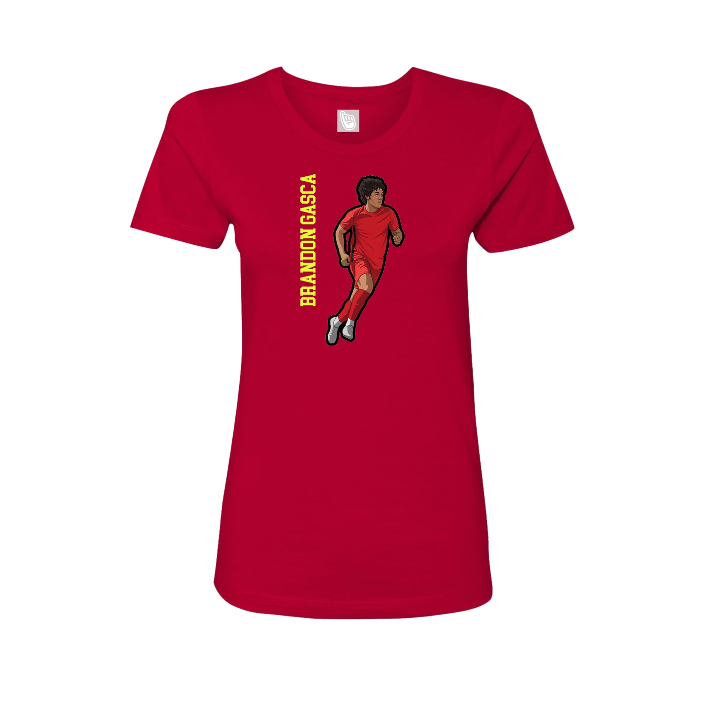 Fitted Women's Tee — Name Vertical in Red