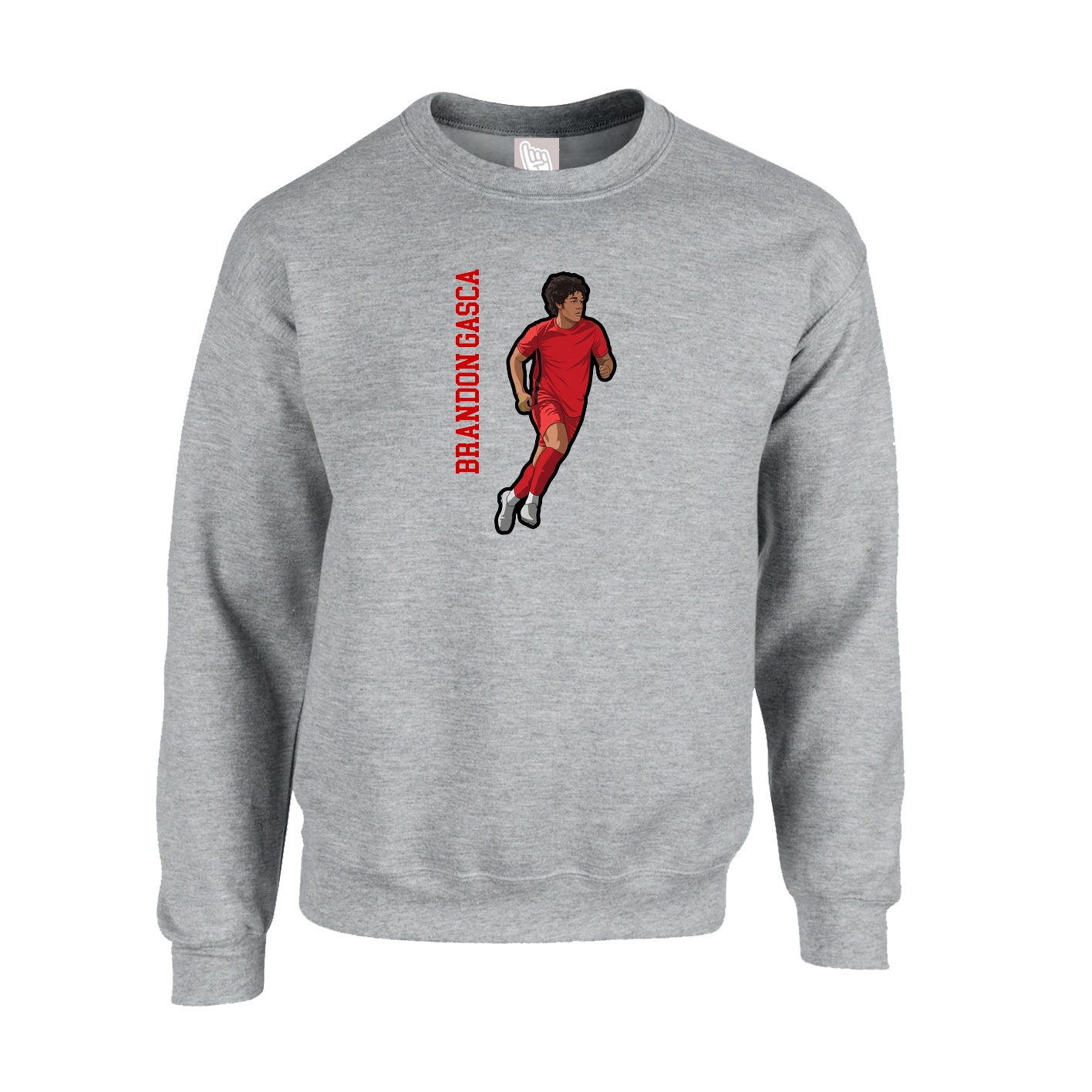 Fleece Crew — Name Vertical in Grey