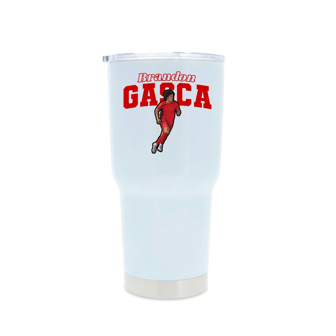 30oz Stainless Steel Tumbler — Name Arch in White