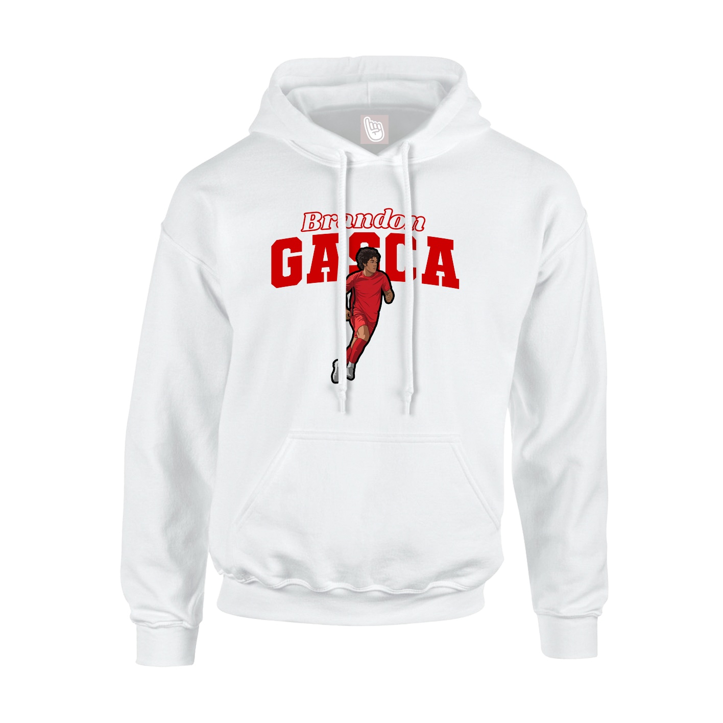 Youth Hoodie — Name Arch in White