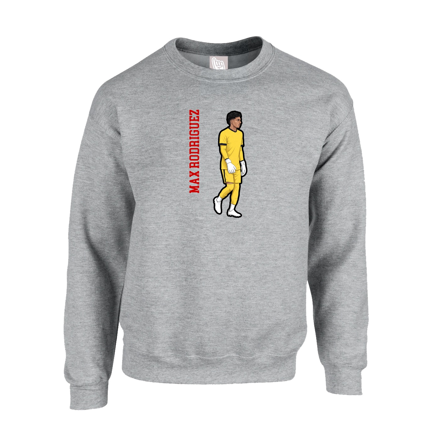 Fleece Crew — Name Vertical in Grey
