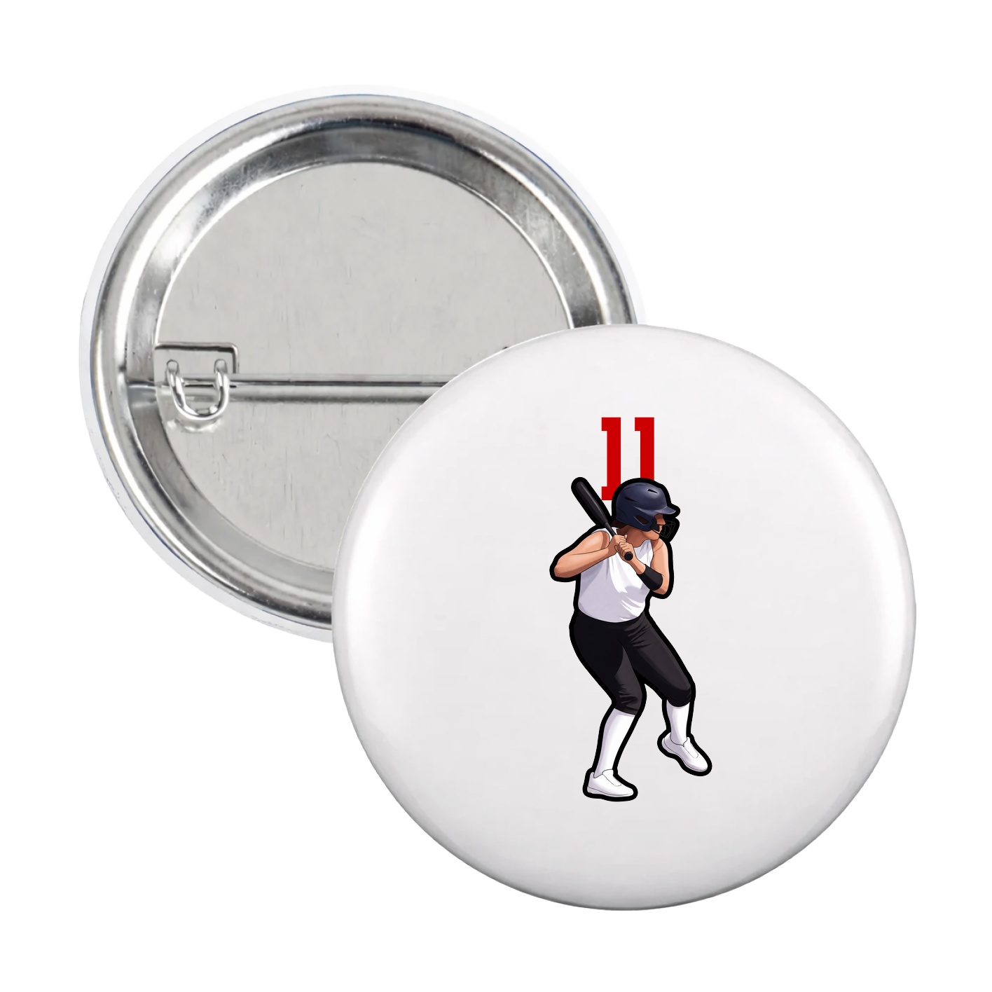 Game Day Button — Number Top in White