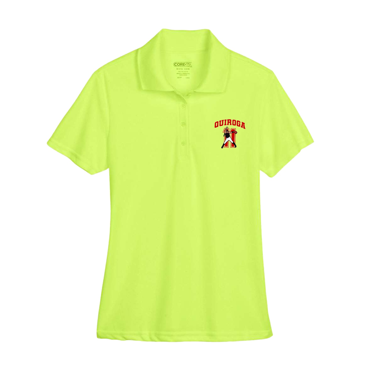 Womens Performance Polo — Number in Yellow