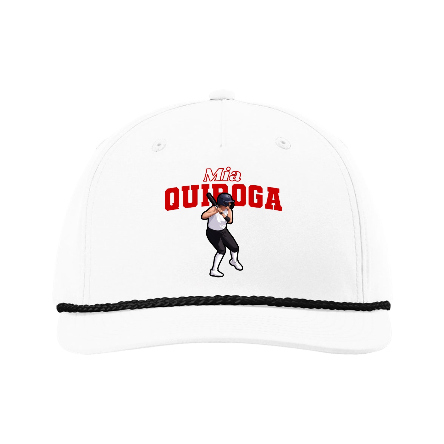 Five-Panel Classic Rope Cap — Name Arch in White