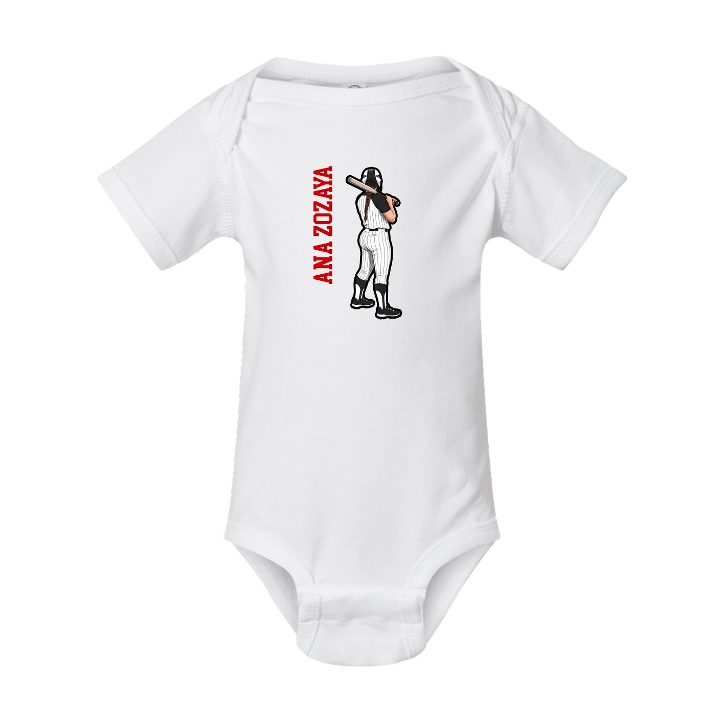 Baby Onesie — Name Vertical in White