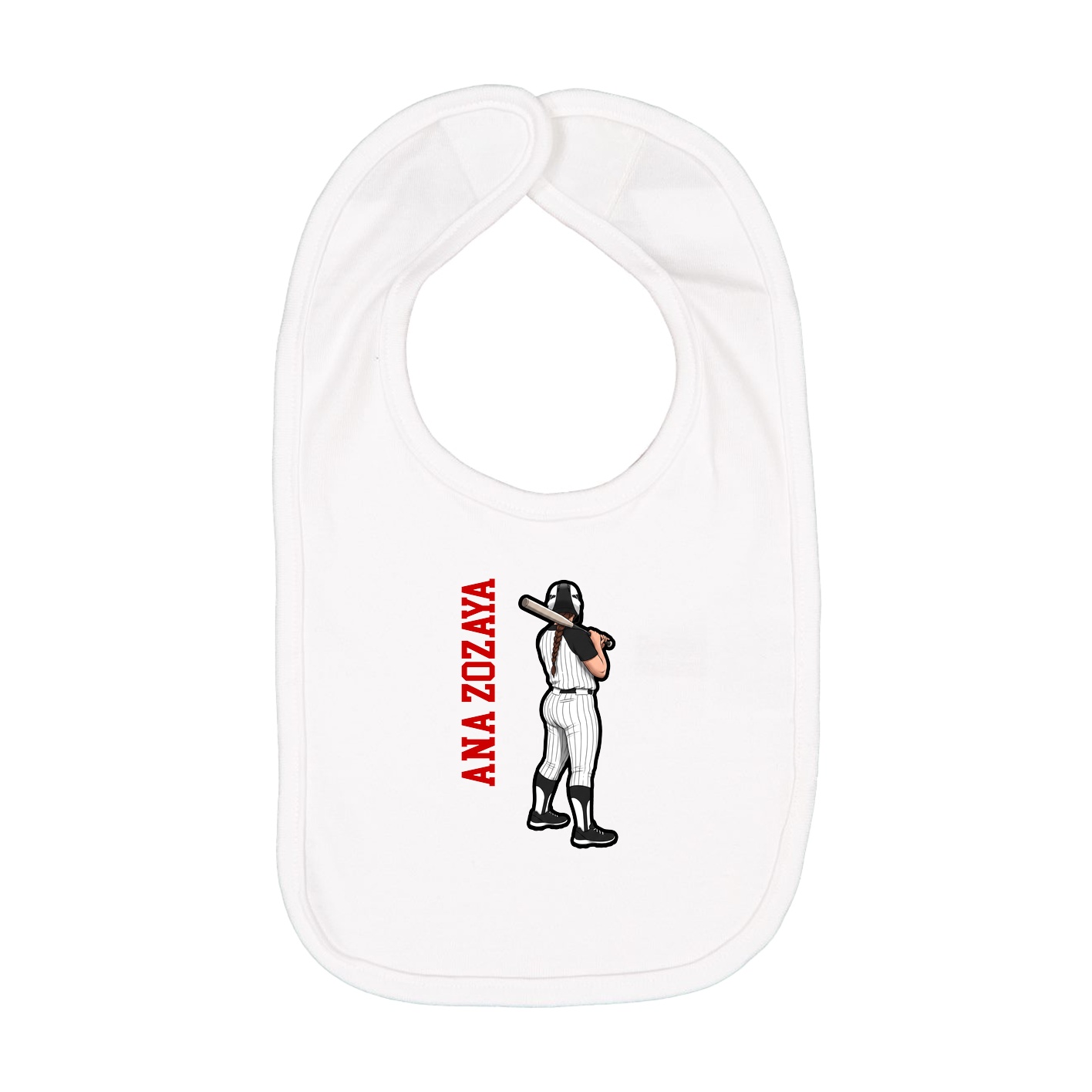 Infant Bib — Name Vertical in White