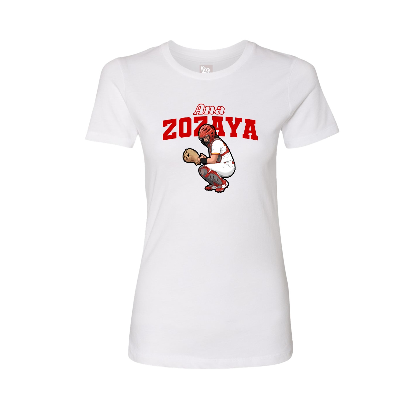 Fitted Women's Tee — Name Arch in White