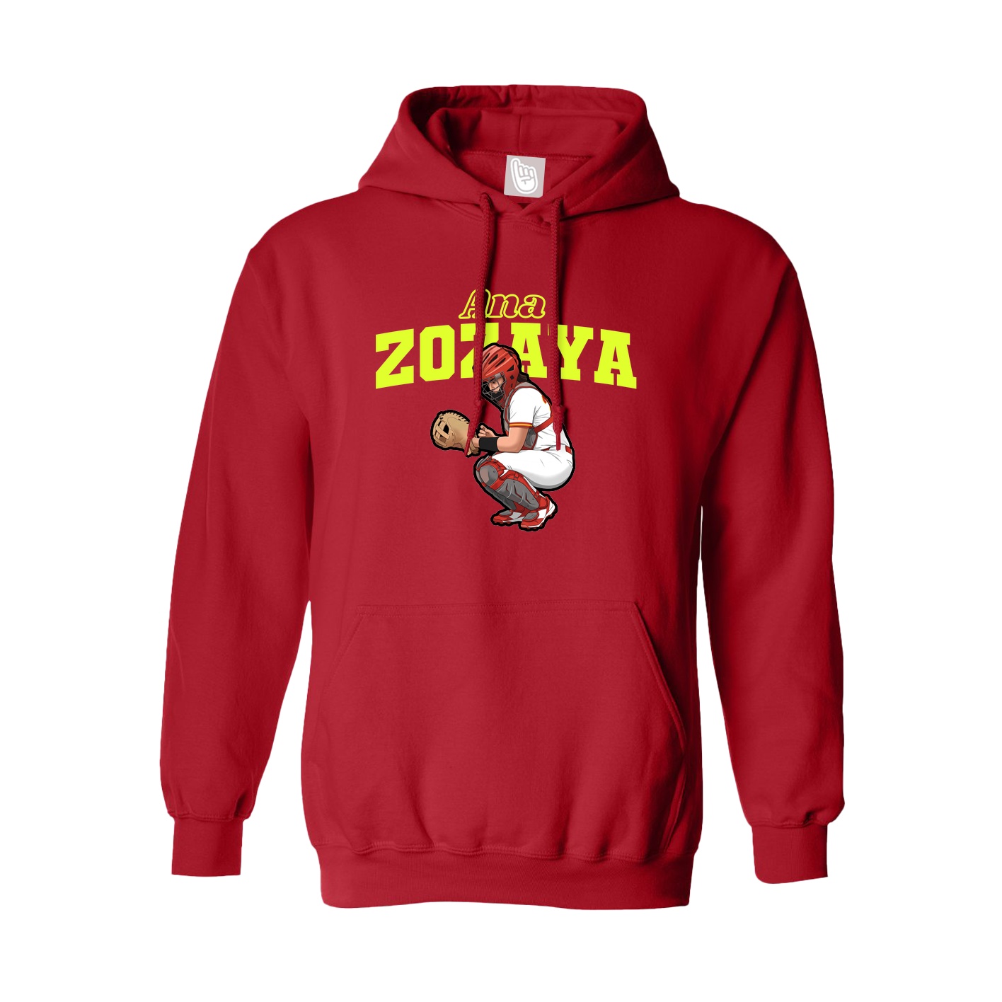 Youth Hoodie — Name Arch in Red