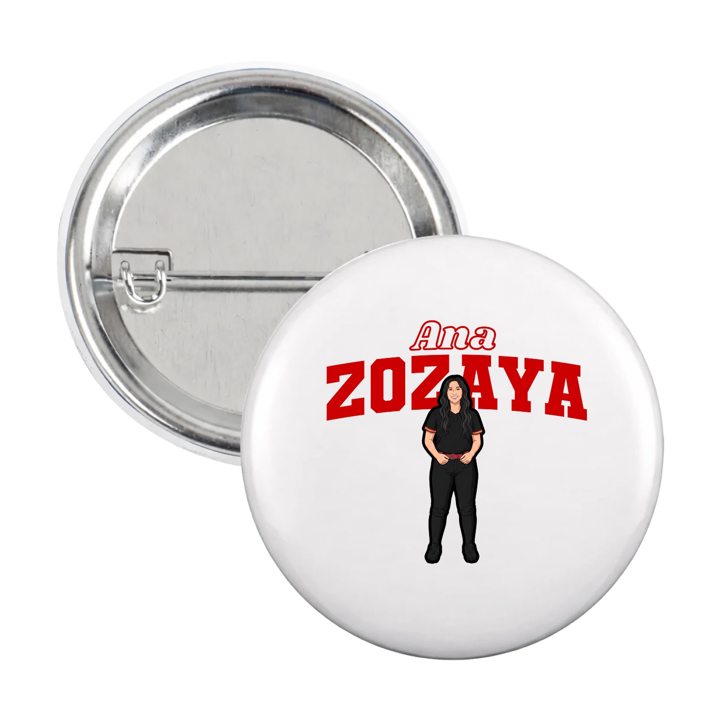 Game Day Button — Name Arch in White