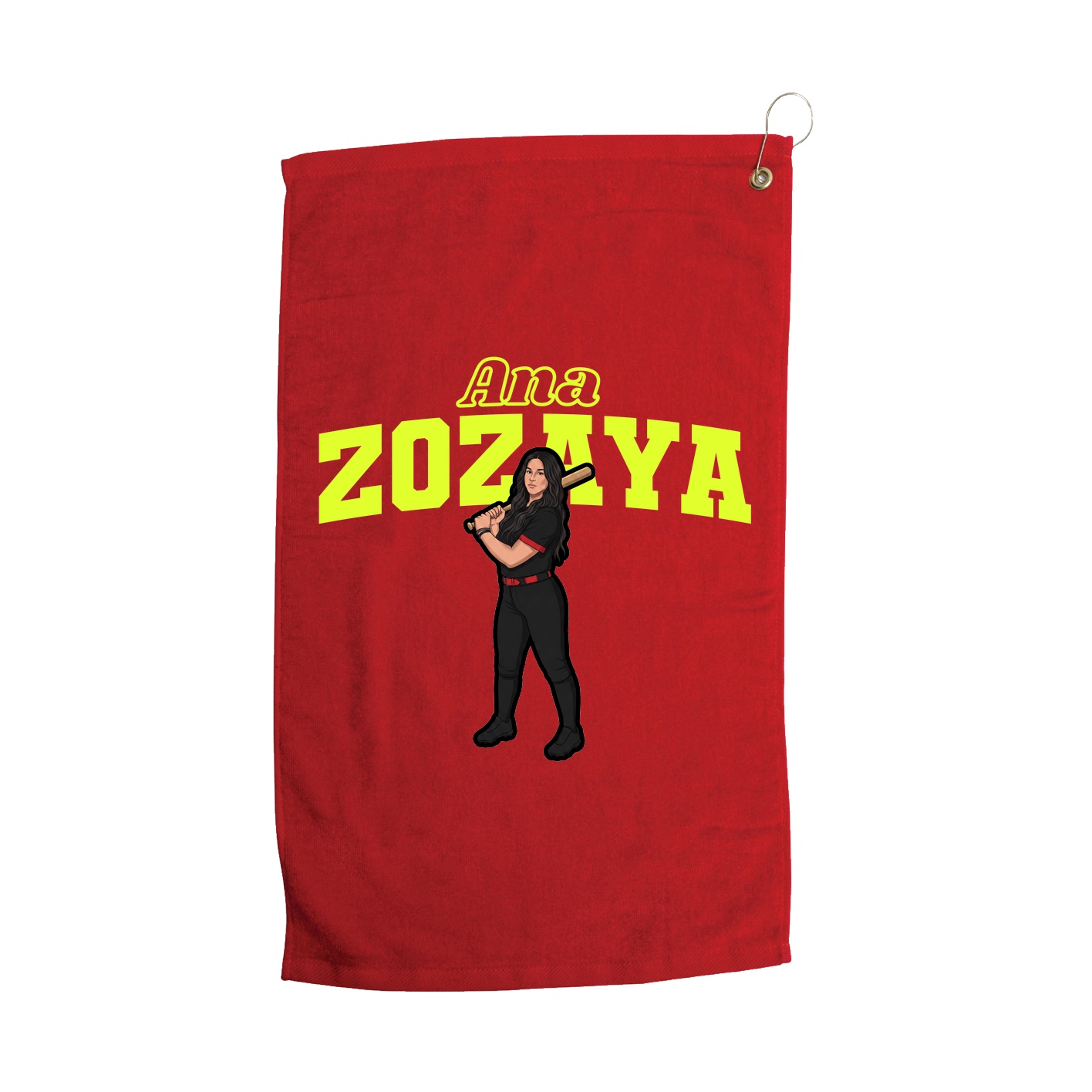 Golf Towel — Name Arch in Red