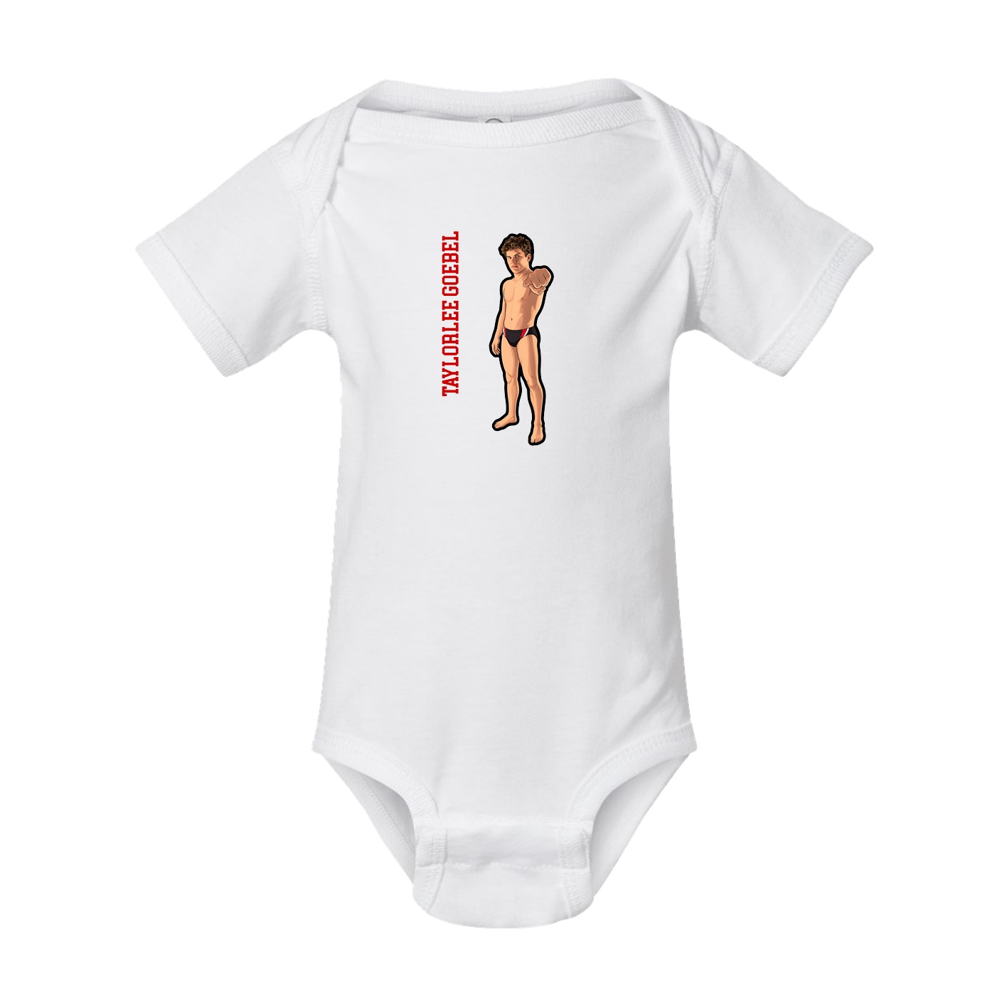 Baby Onesie — Name Vertical in White