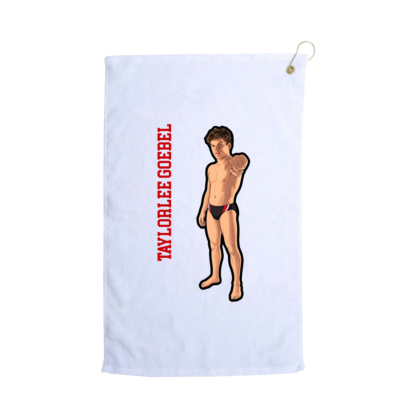 Golf Towel — Name Vertical in White