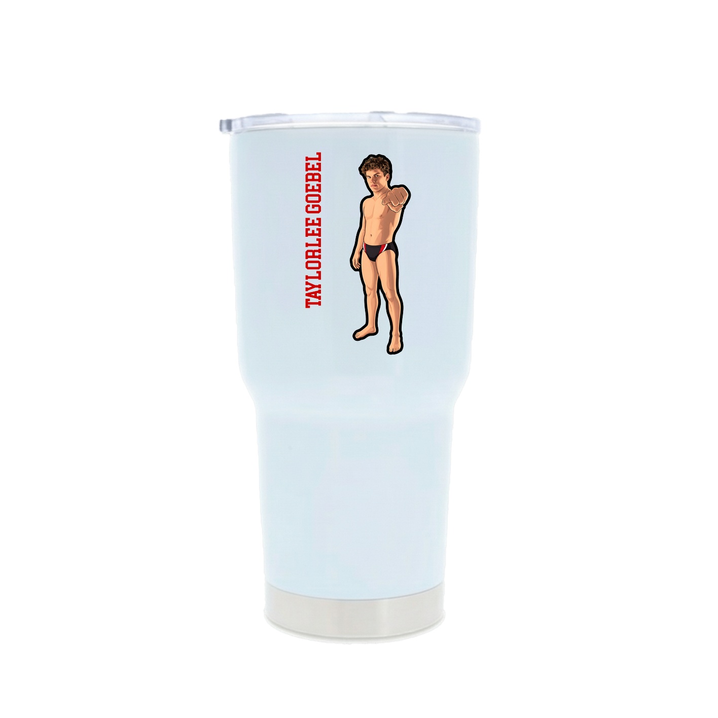 30oz Stainless Steel Tumbler — Name Vertical in White