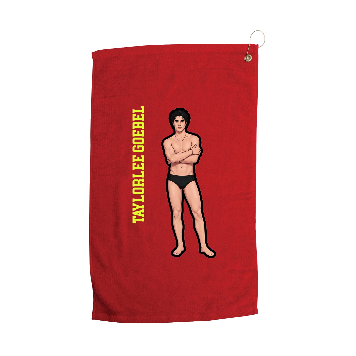 Golf Towel — Name Vertical in Red