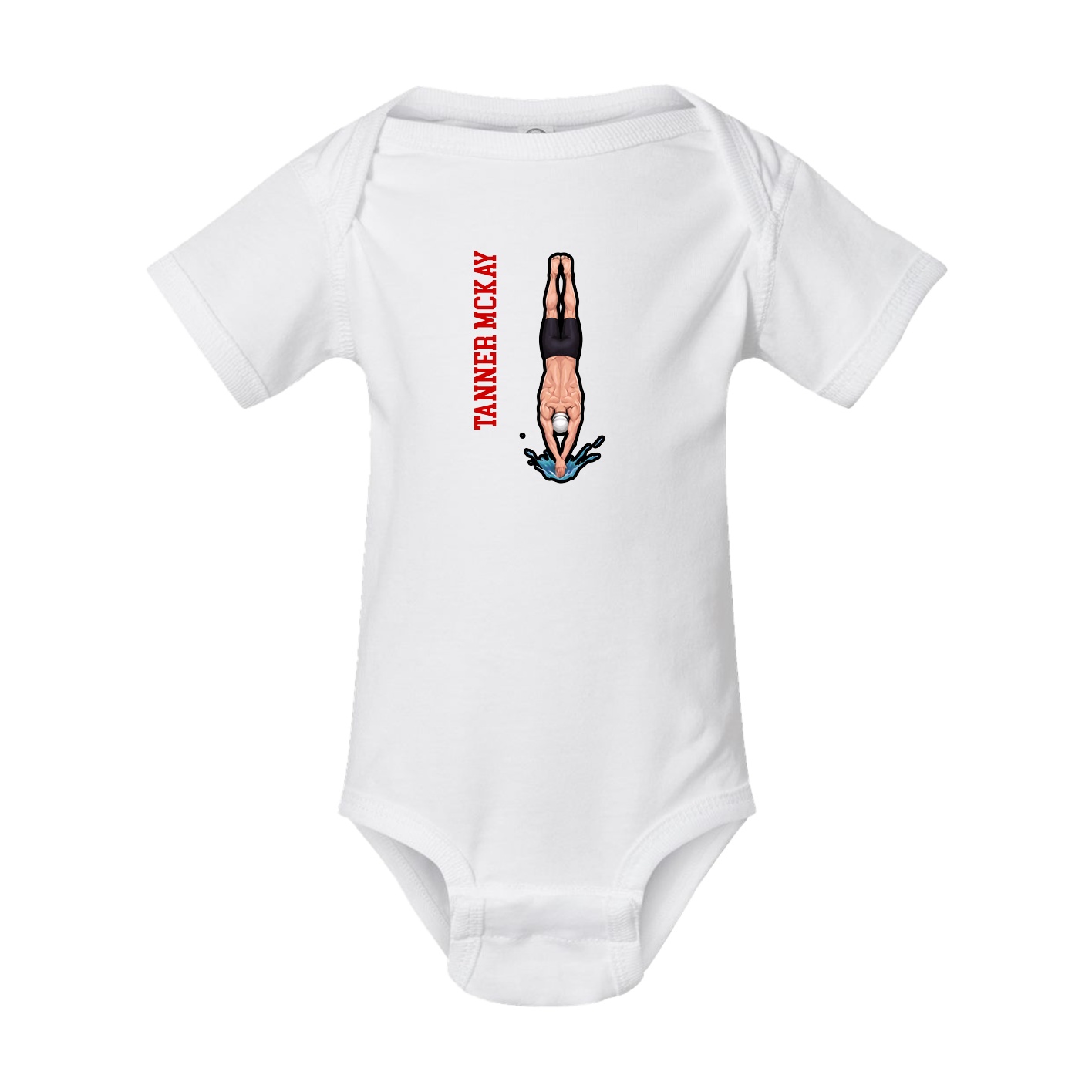 Baby Onesie — Name Vertical in White