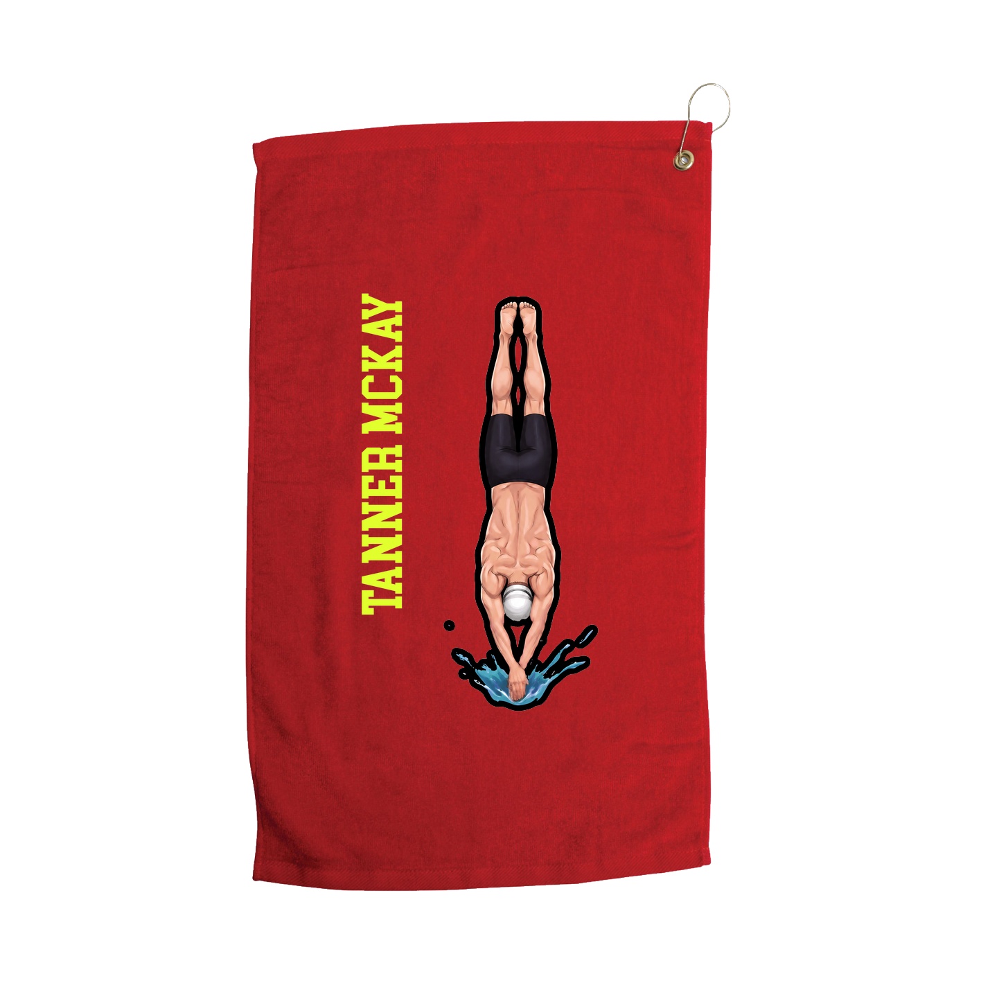 Golf Towel — Name Vertical in Red