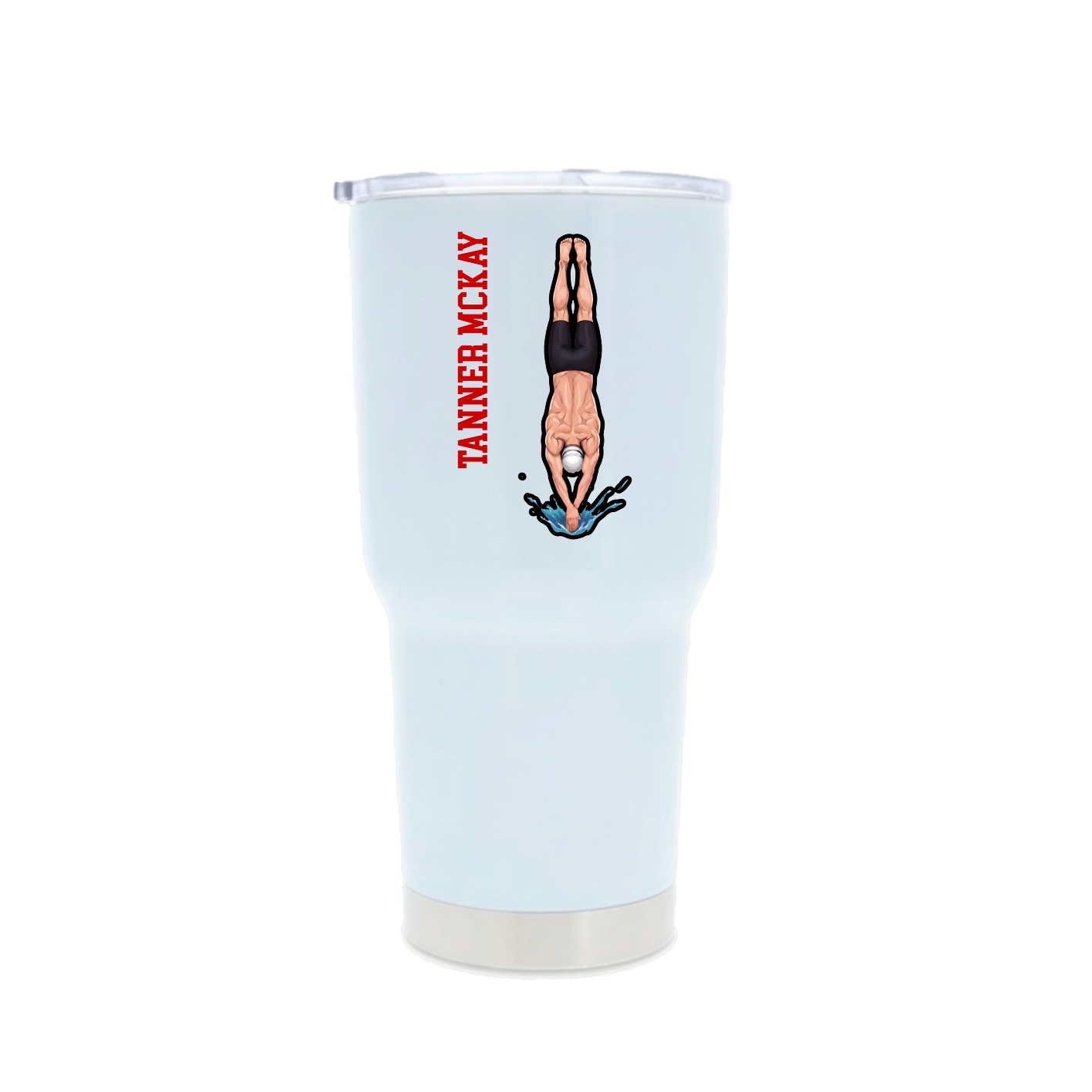 30oz Stainless Steel Tumbler — Name Vertical in White