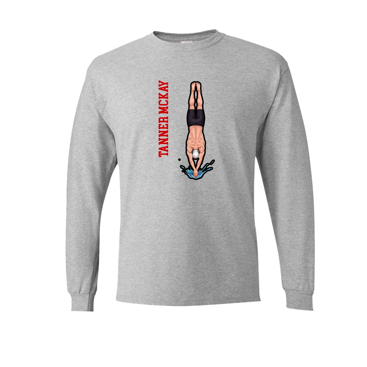 Long Sleeve Tee — Name Vertical in Grey