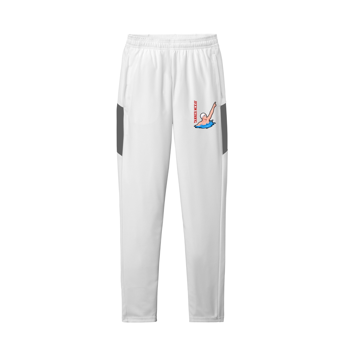 Team Travel Pant — Name Vertical in White/Grey