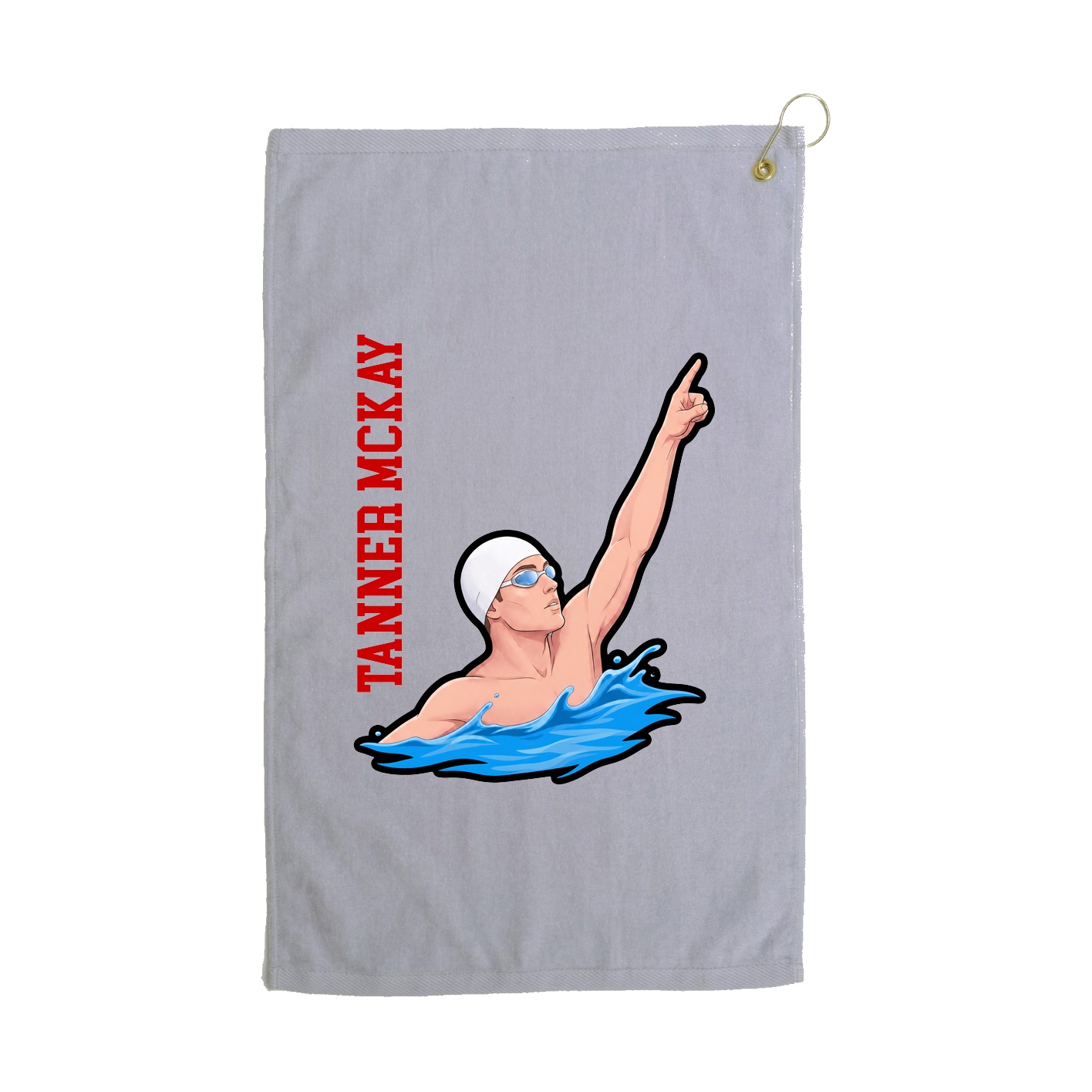 Golf Towel — Name Vertical in Grey