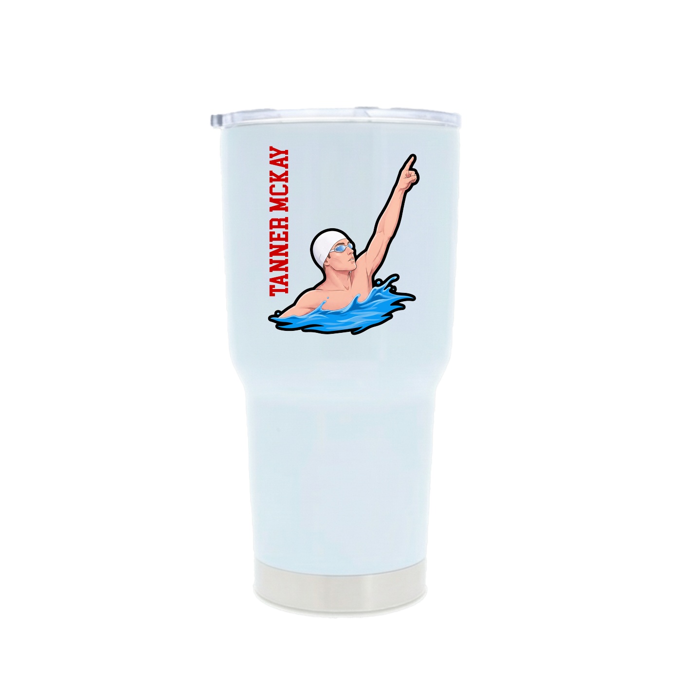 30oz Stainless Steel Tumbler — Name Vertical in White