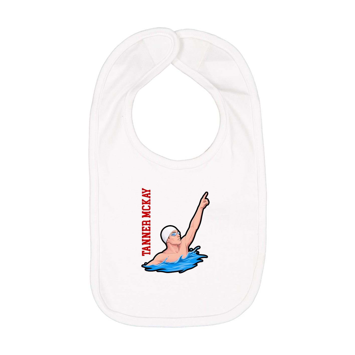 Infant Bib — Name Vertical in White