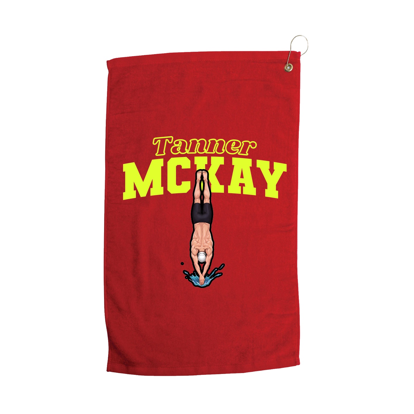 Golf Towel — Name Arch in Red