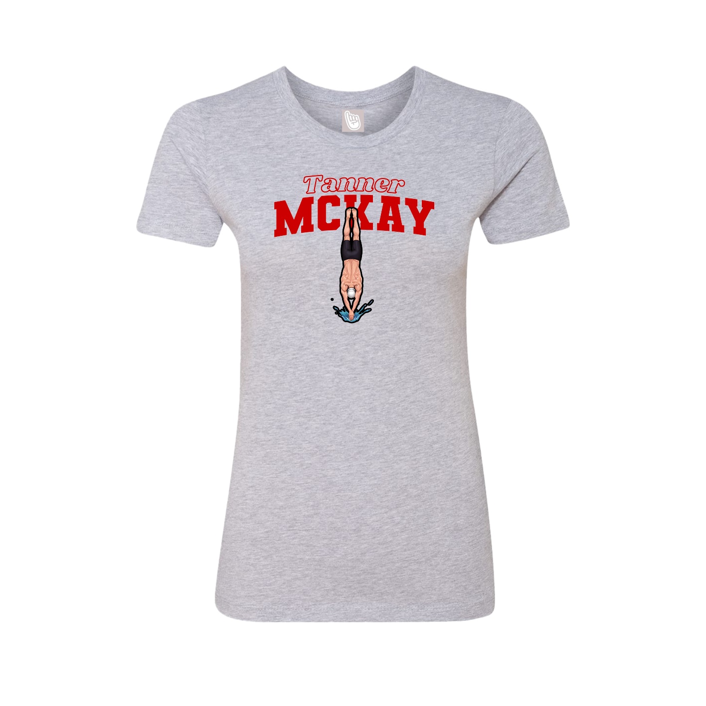 Fitted Women's Tee — Name Arch in Grey