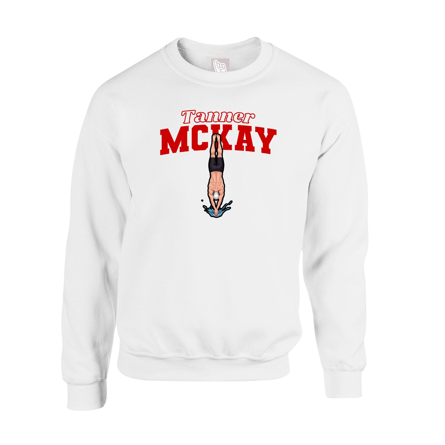 Fleece Crew — Name Arch in White