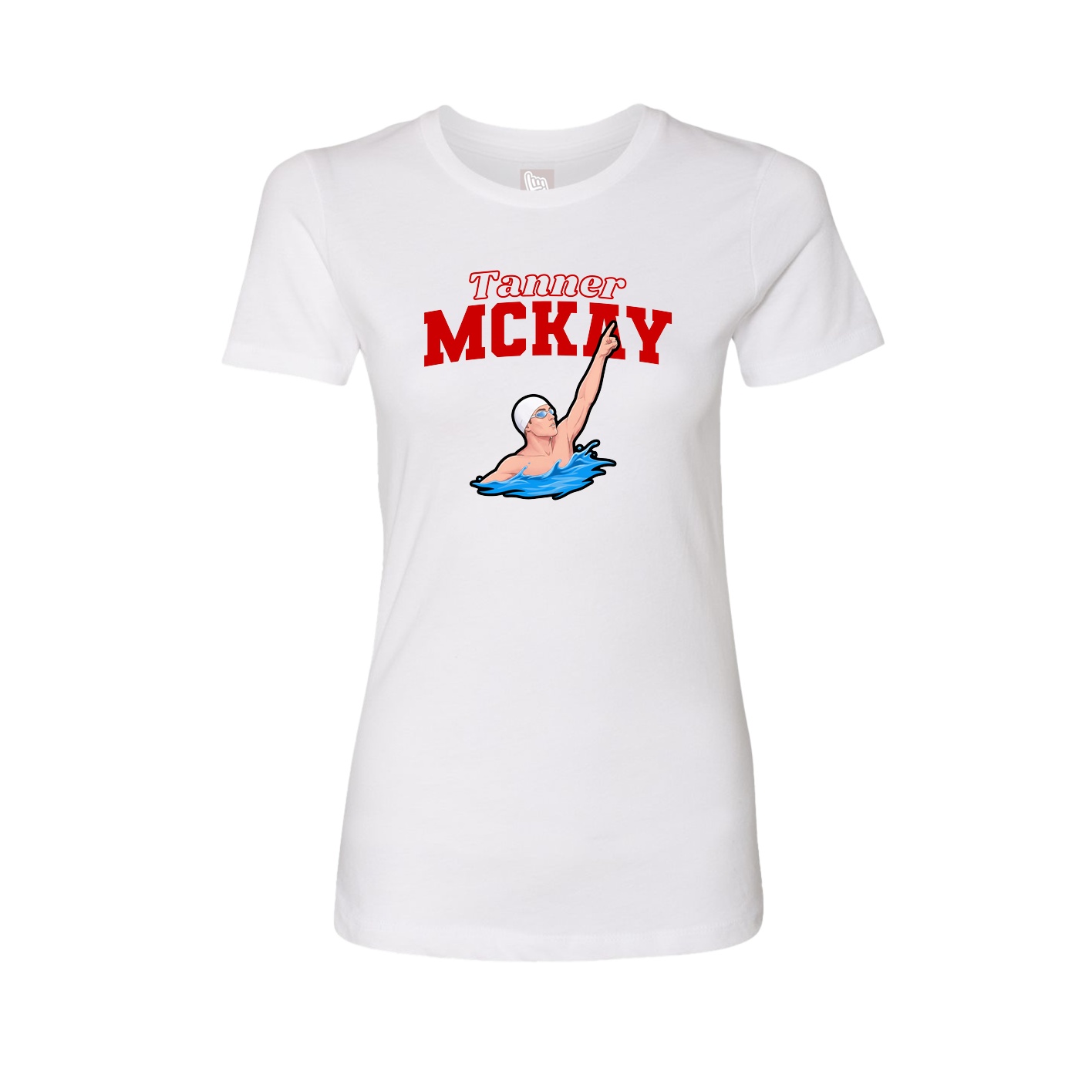 Fitted Women's Tee — Name Arch in White
