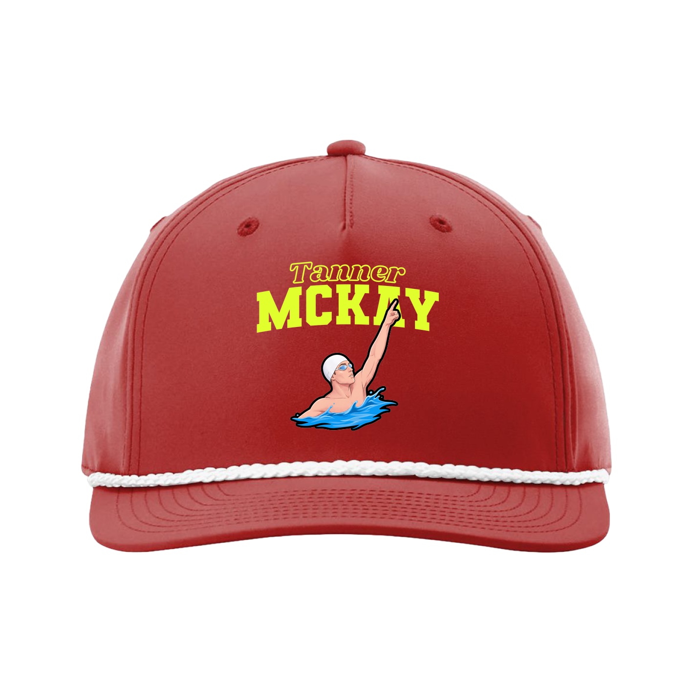 Five-Panel Classic Rope Cap — Name Arch in Red