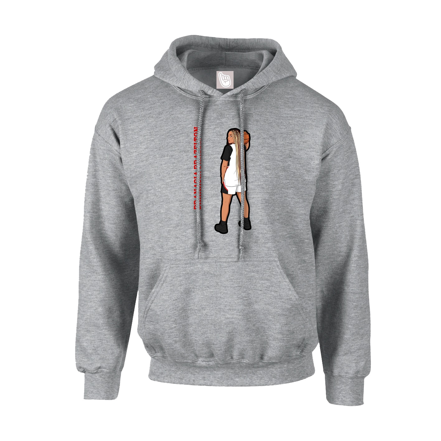Youth Hoodie — Name Vertical in Grey