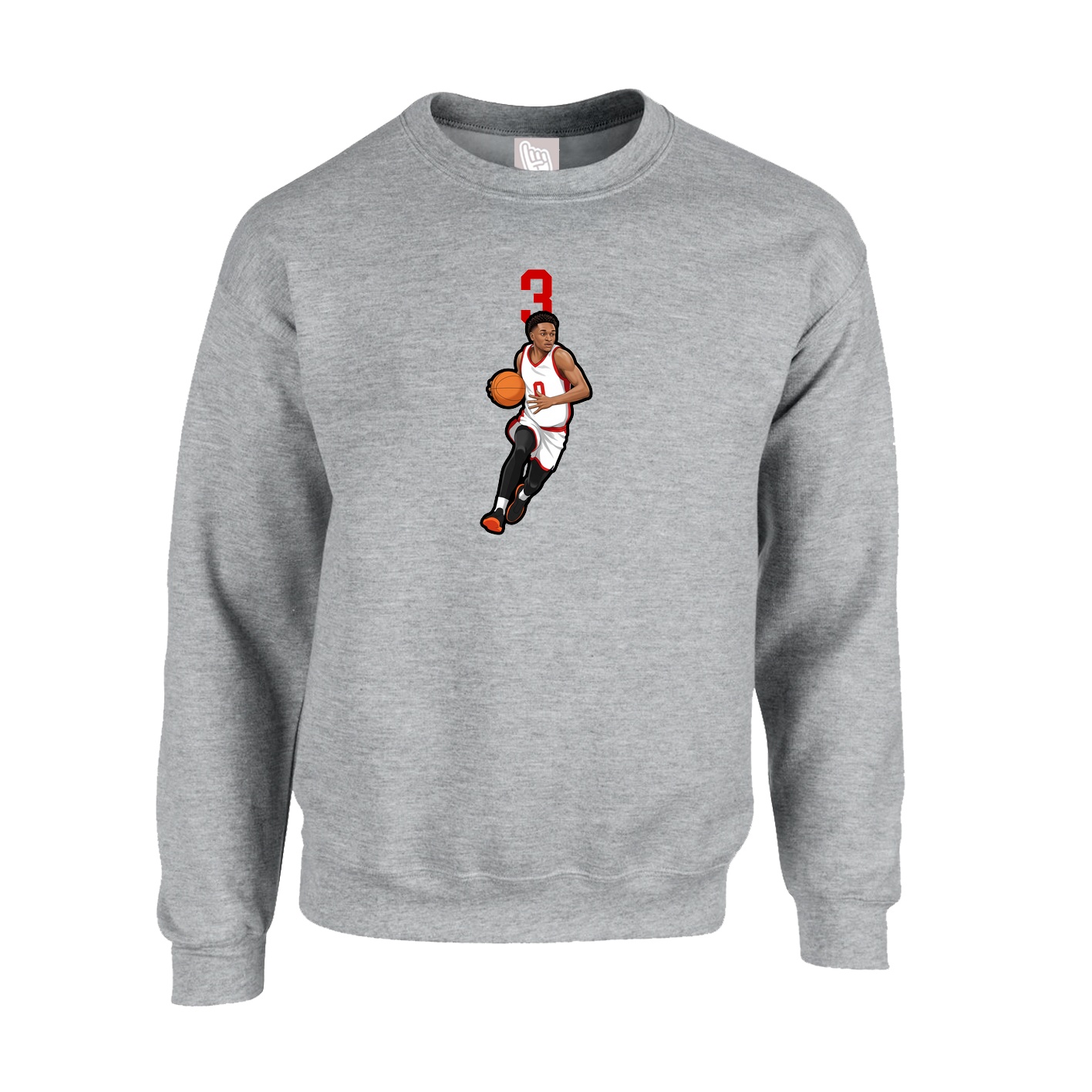 Fleece Crew — Number Top in Grey