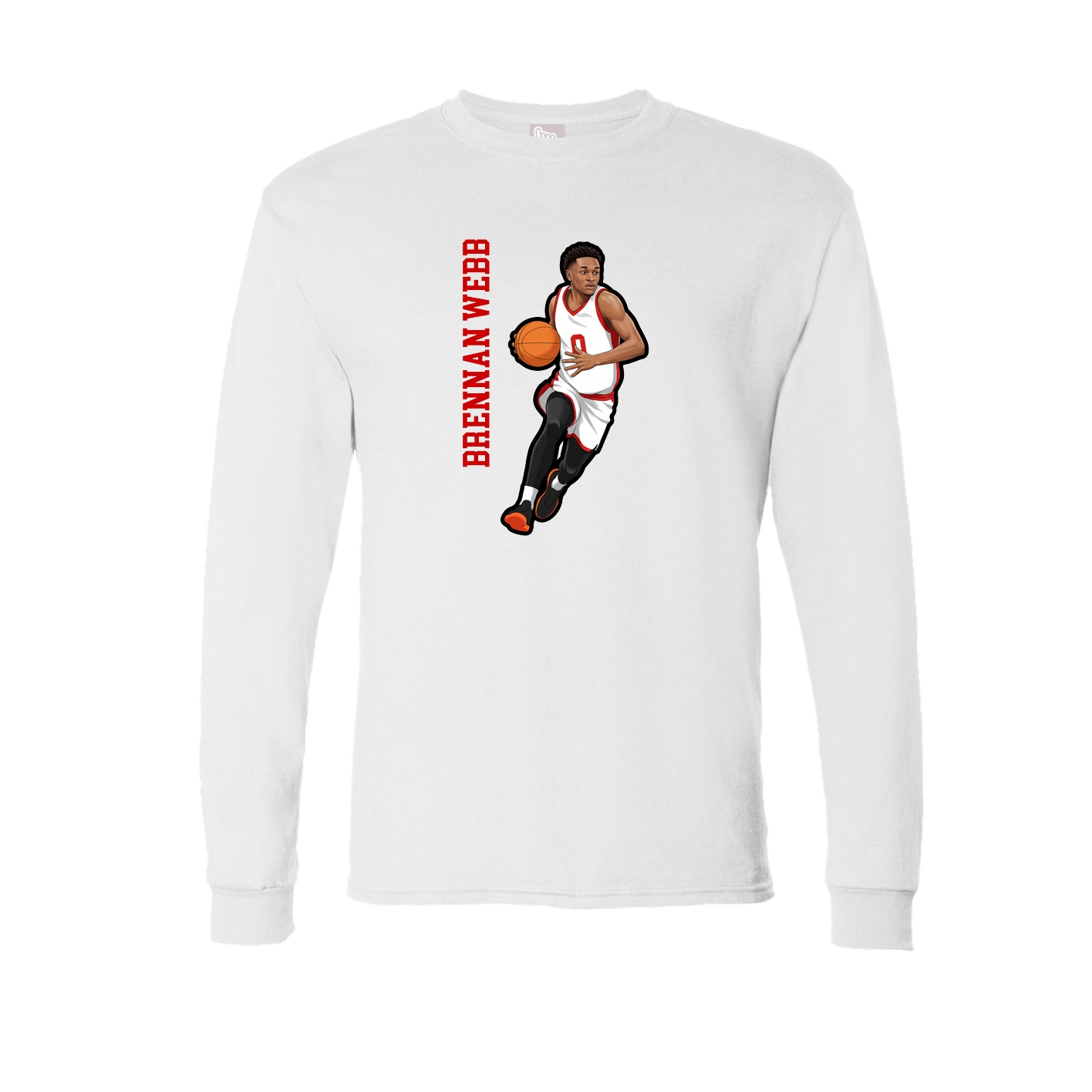 Long Sleeve Tee — Name Vertical in White