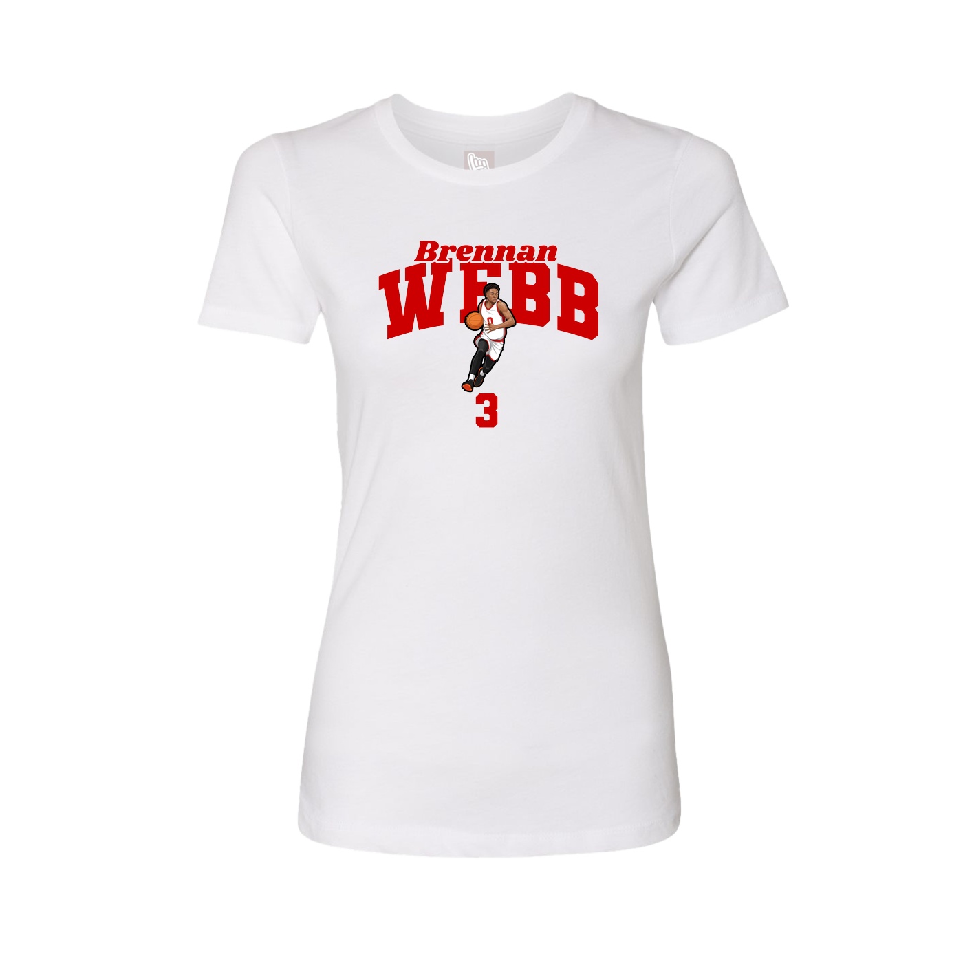 Fitted Women's Tee — Signature Arch in White