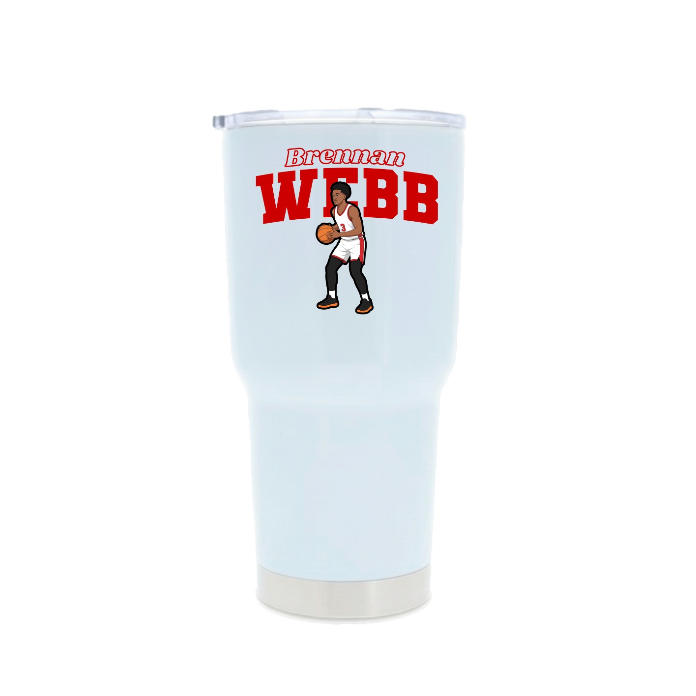 30oz Stainless Steel Tumbler — Name Arch in White