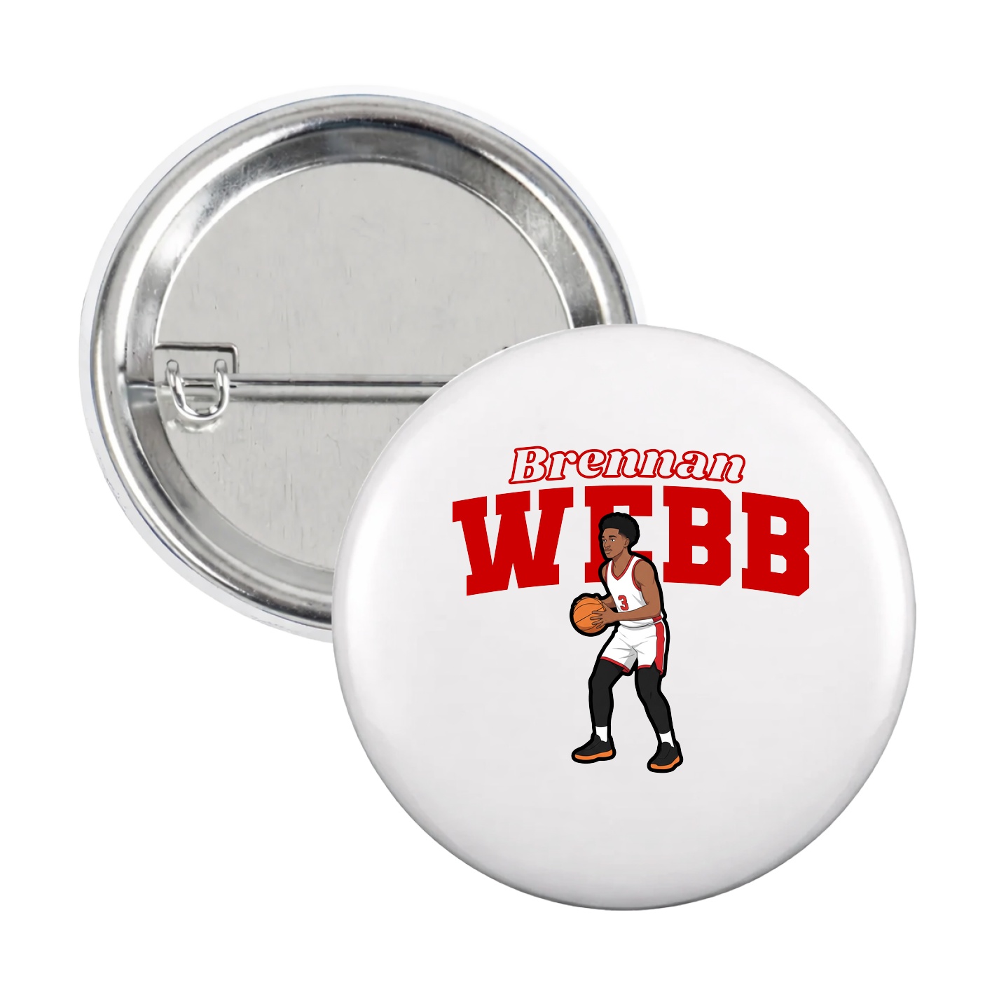 Game Day Button — Name Arch in White