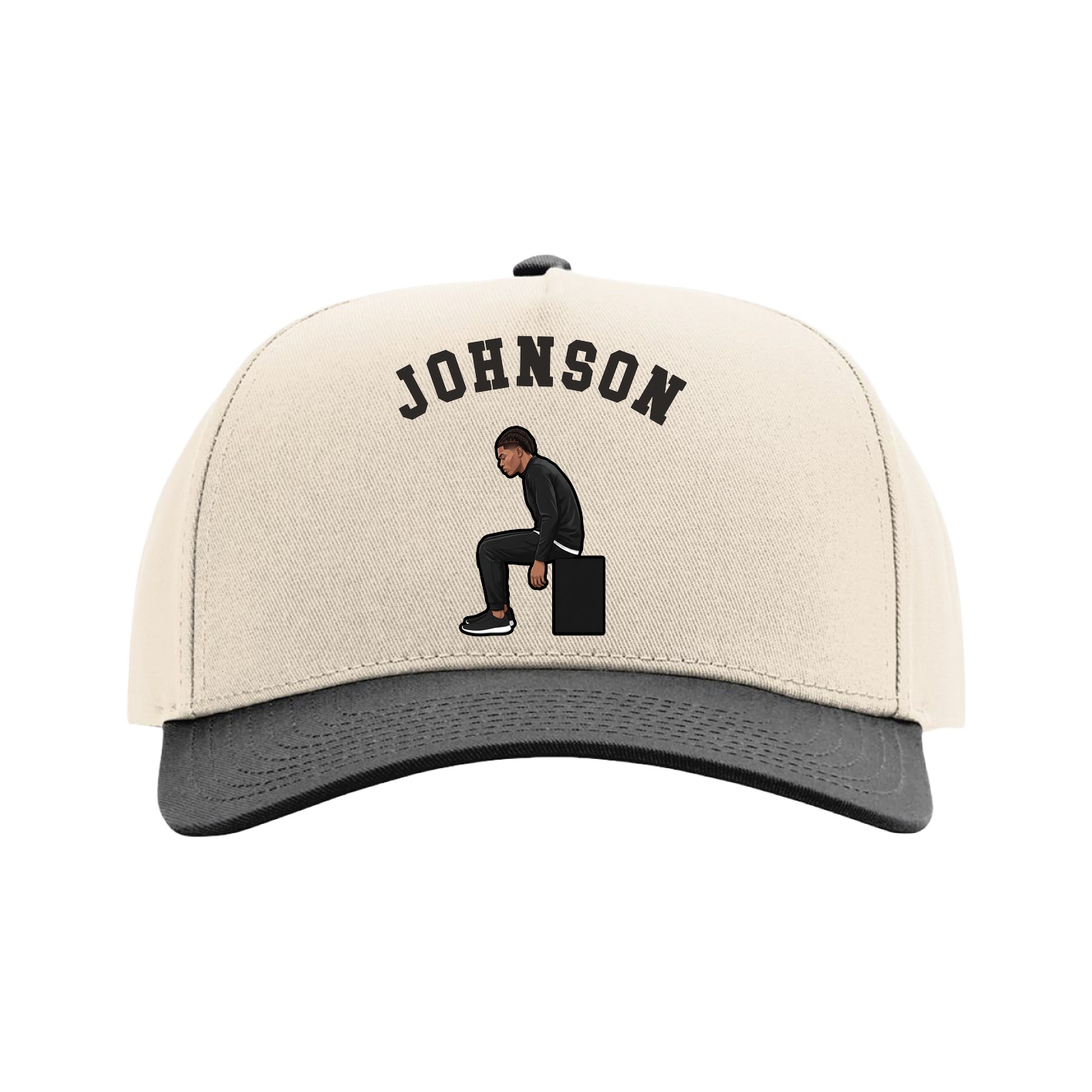 Full Fabric Five-Panel Champ Cap — Shirsey Arch in Cream/Black