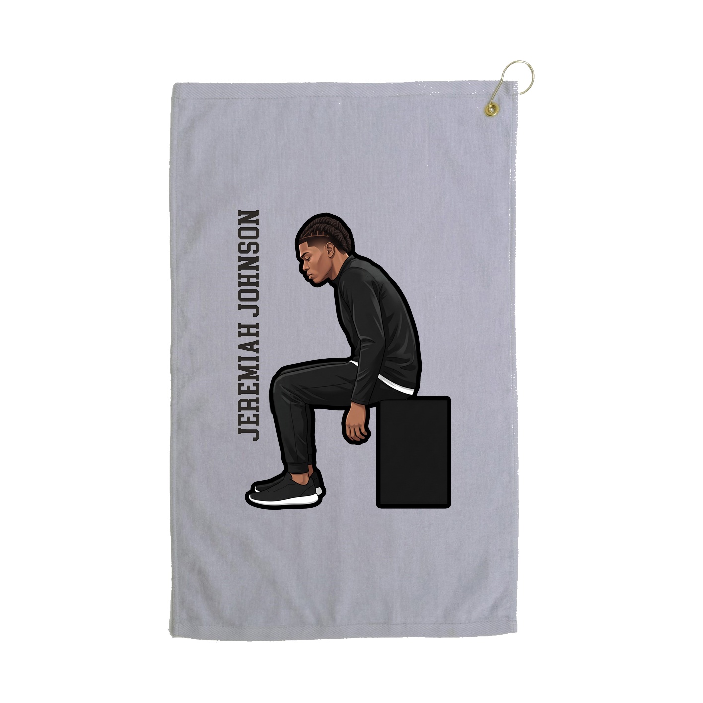 Golf Towel — Name Vertical in Grey