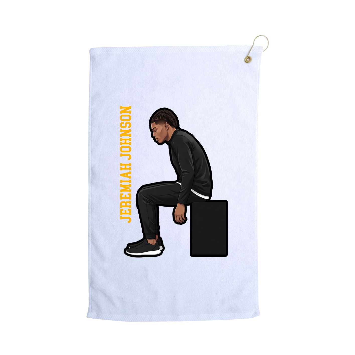 Golf Towel — Name Vertical in White