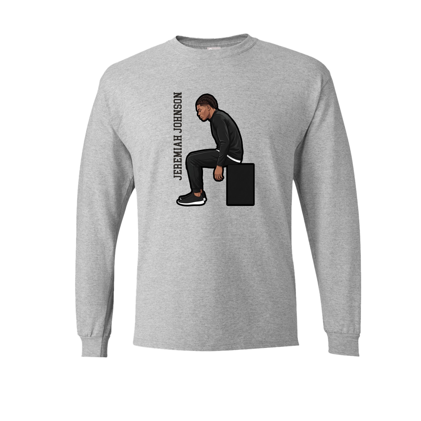 Long Sleeve Tee — Name Vertical in Grey