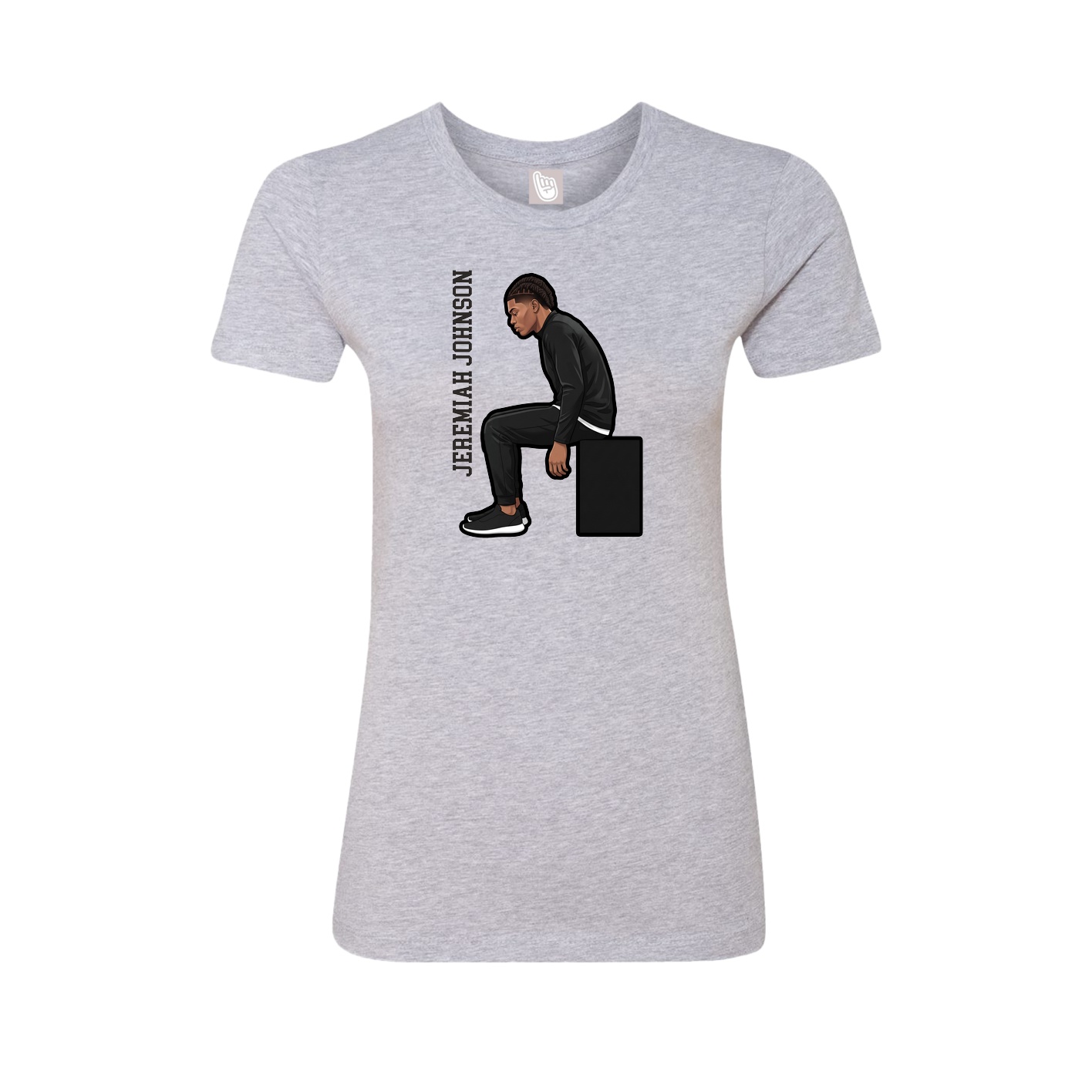 Fitted Women's Tee — Name Vertical in Grey