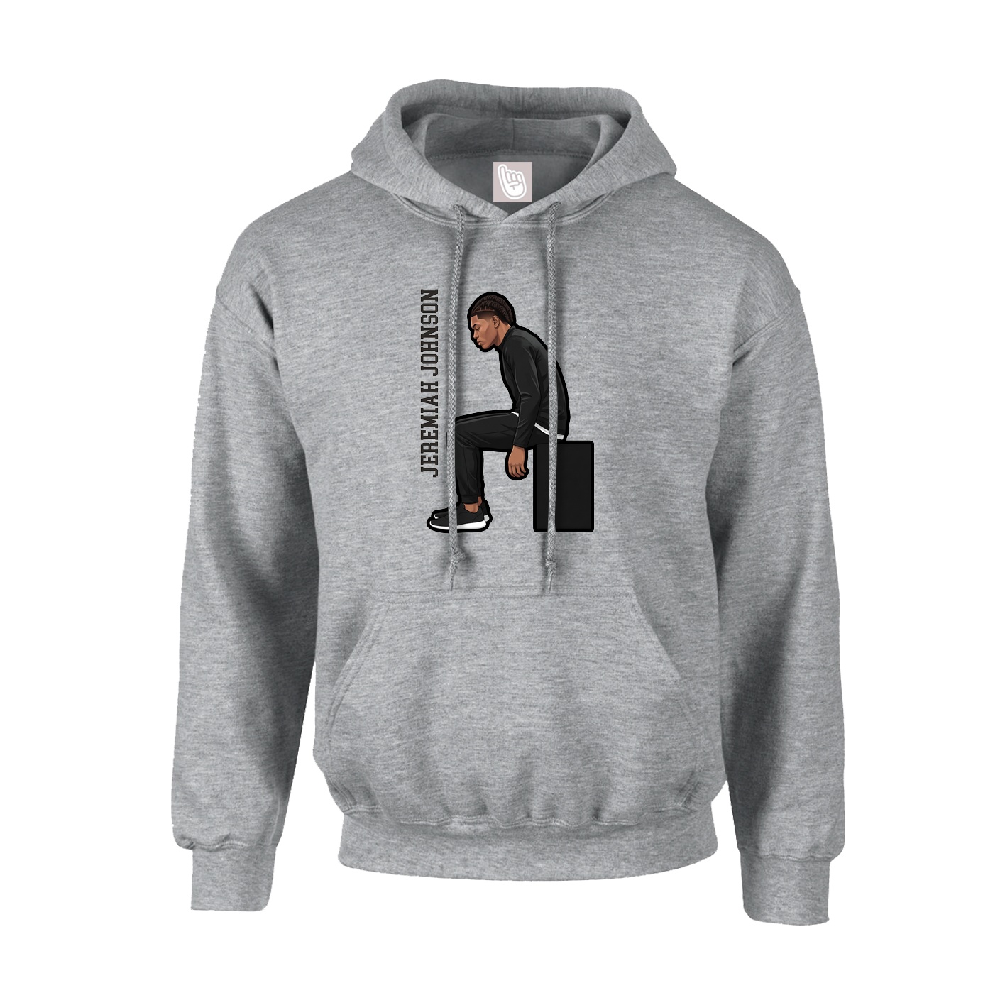 Youth Hoodie — Name Vertical in Grey