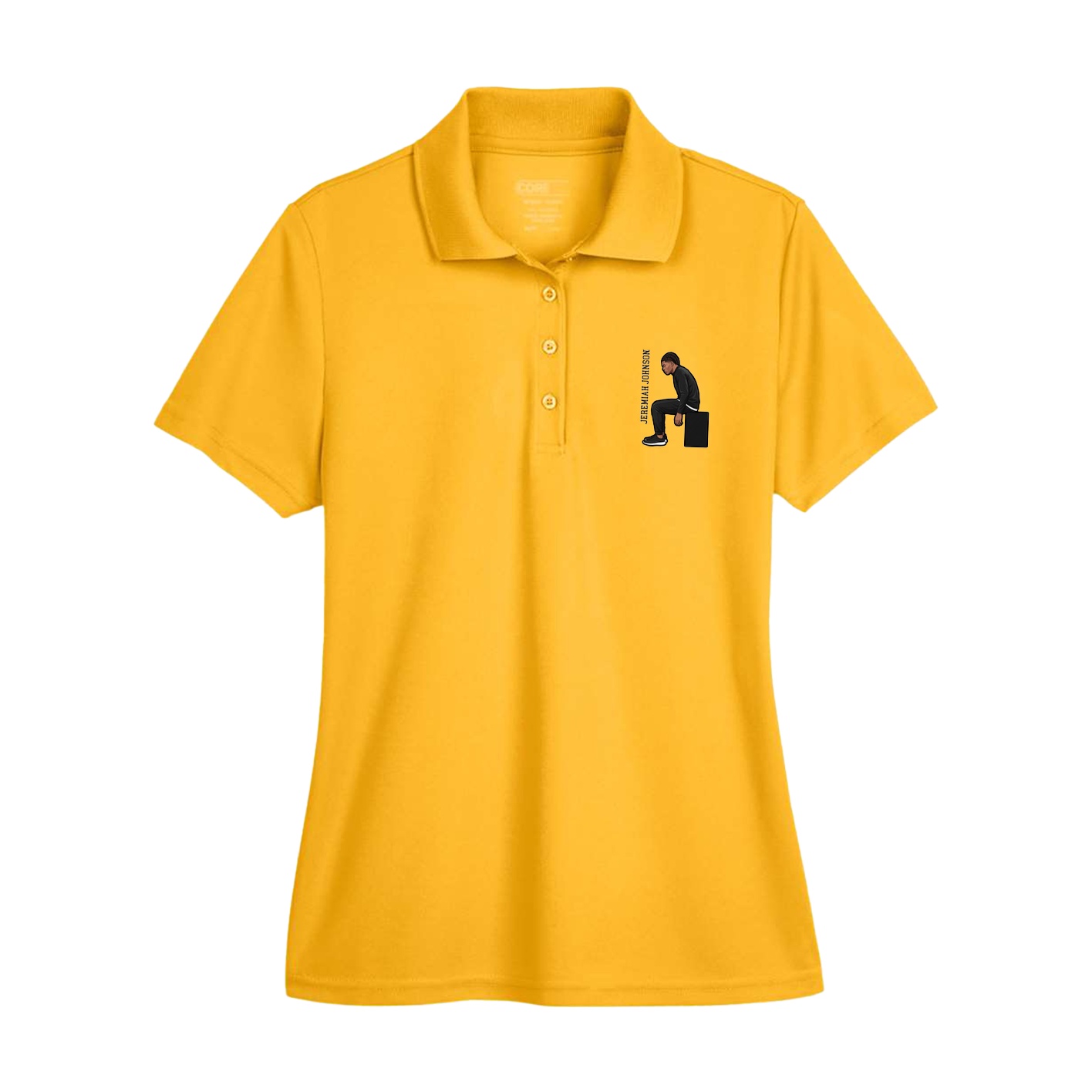 Womens Performance Polo — Name Vertical in Gold