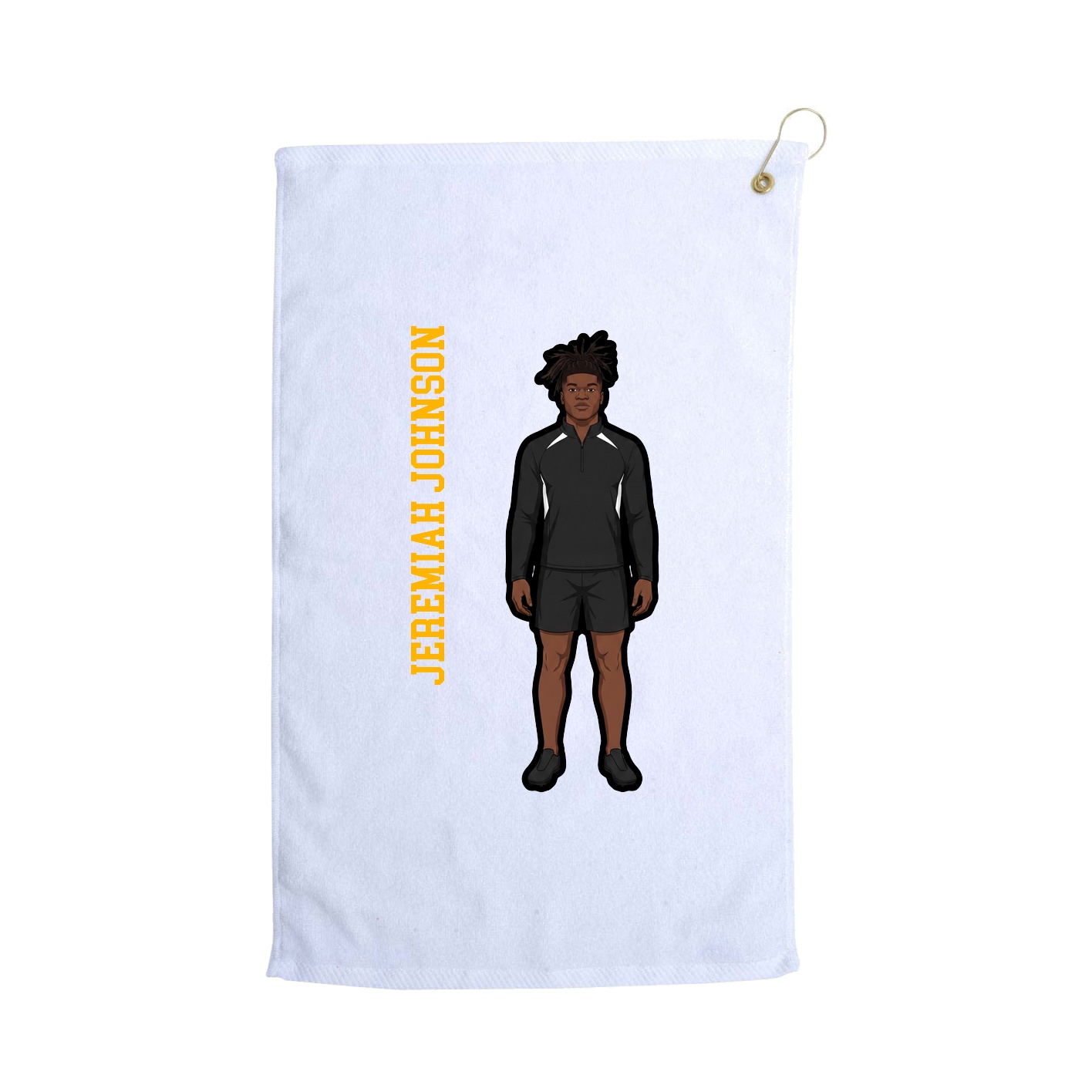 Golf Towel — Name Vertical in White
