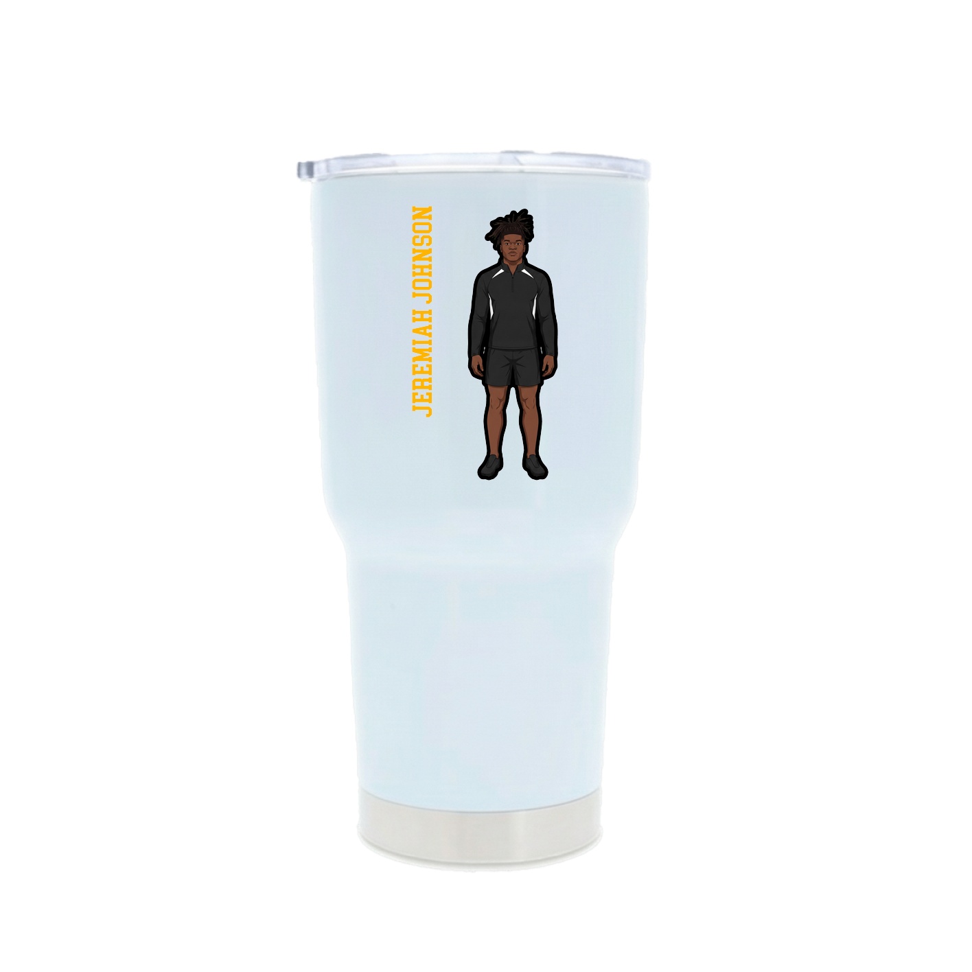 30oz Stainless Steel Tumbler — Name Vertical in White