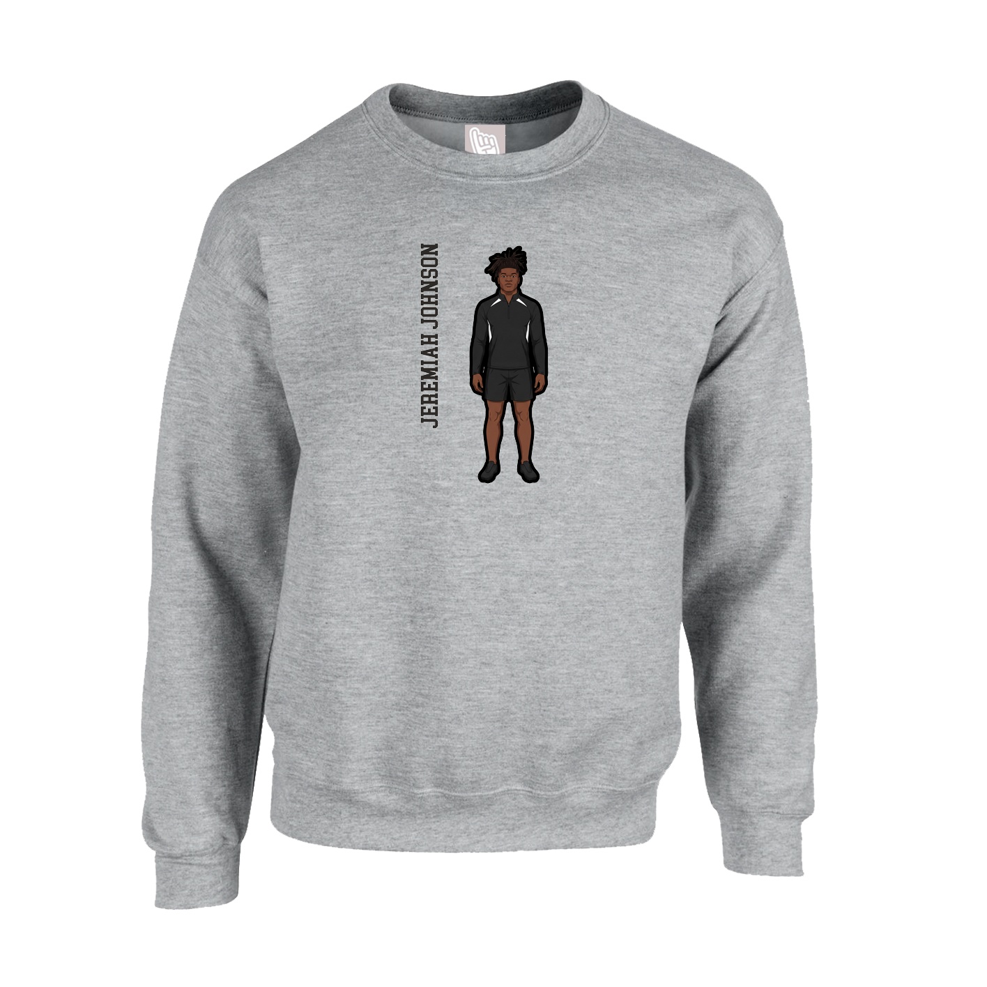 Fleece Crew — Name Vertical in Grey