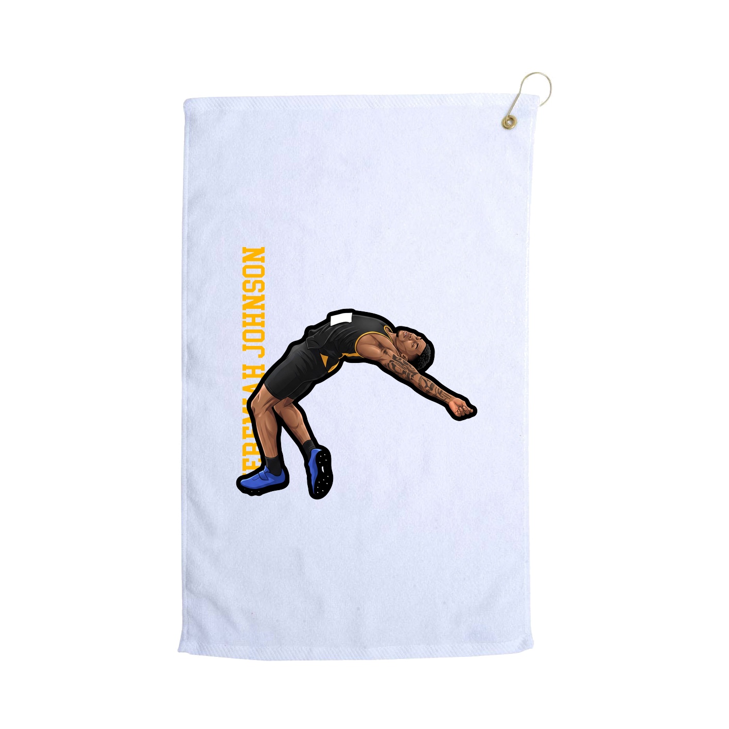 Golf Towel — Name Vertical in White