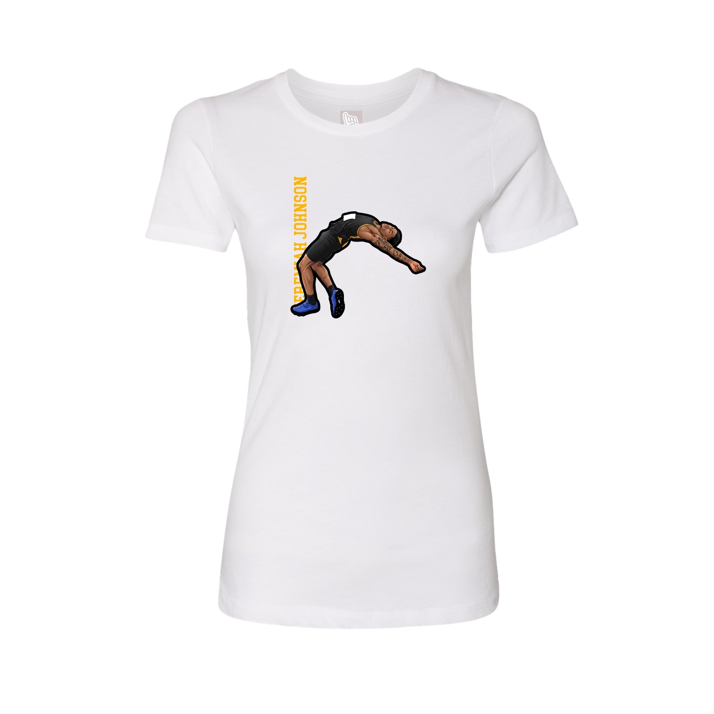 Fitted Women's Tee — Name Vertical in White
