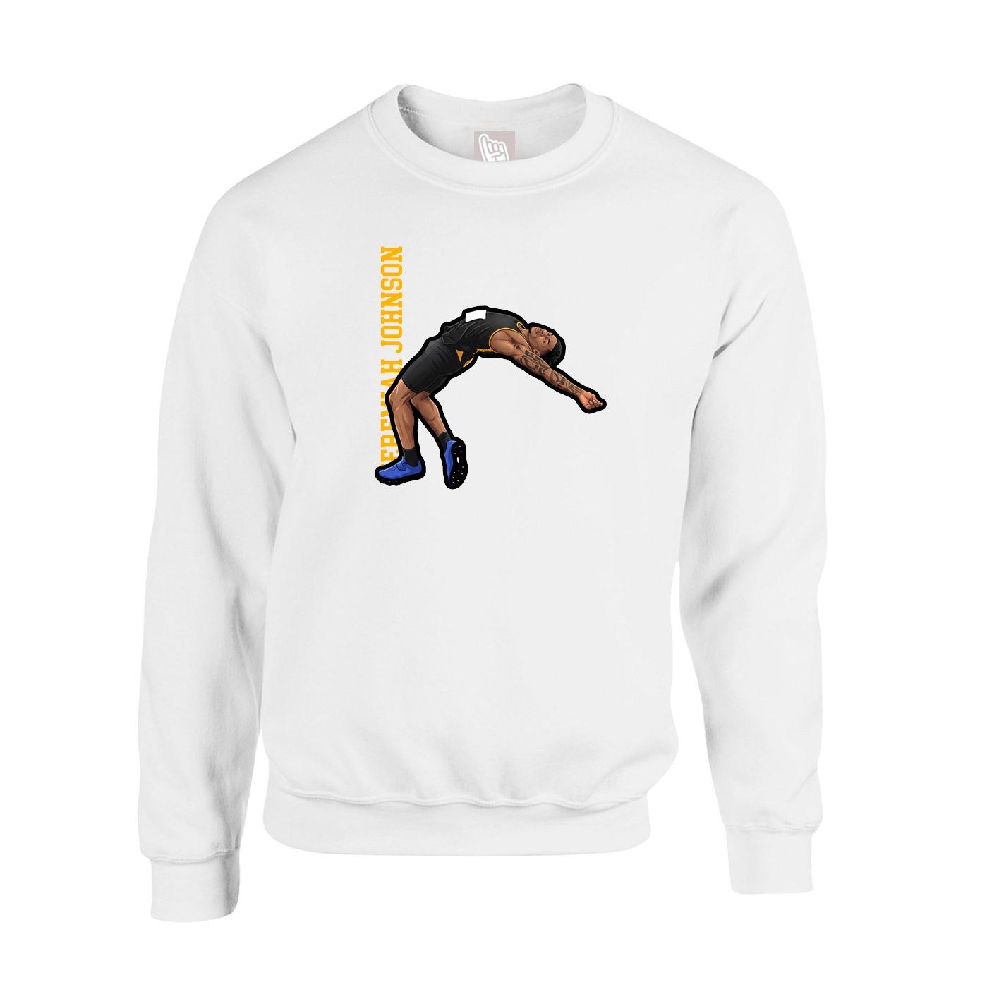 Fleece Crew — Name Vertical in White